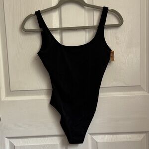NEW NWT PINK by Victoria’s Secret All black one piece bathing suit size XS pads